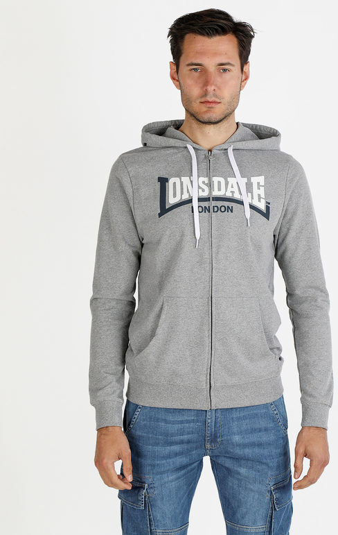 Lonsdale Felpa da uomo con cappuccio e zip Felpe uomo Grigio taglia L