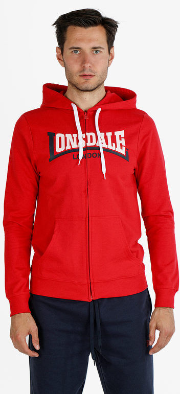 Lonsdale Felpa da uomo con cappuccio e zip Felpe uomo Rosso taglia XL