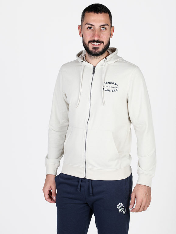 The People Rep Felpa da uomo con cappuccio e zip Felpe uomo Beige taglia XL