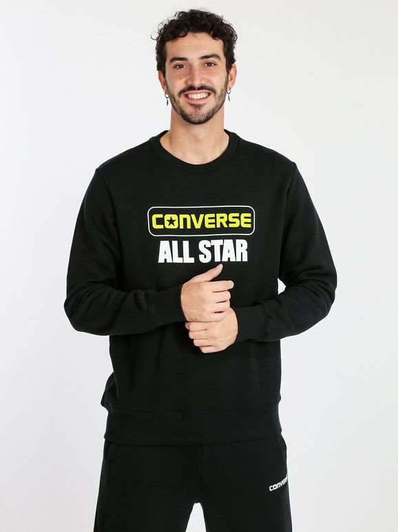 Converse Felpa uomo girocollo con stampa Felpe uomo Nero taglia L