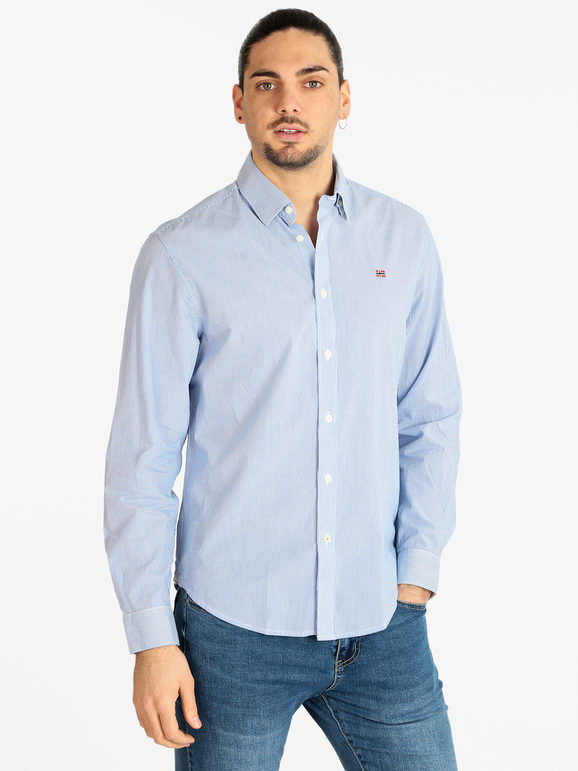 Napapijri G GRAIE 1 Camicia da uomo in cotone a righe Camicie uomo Blu taglia XL