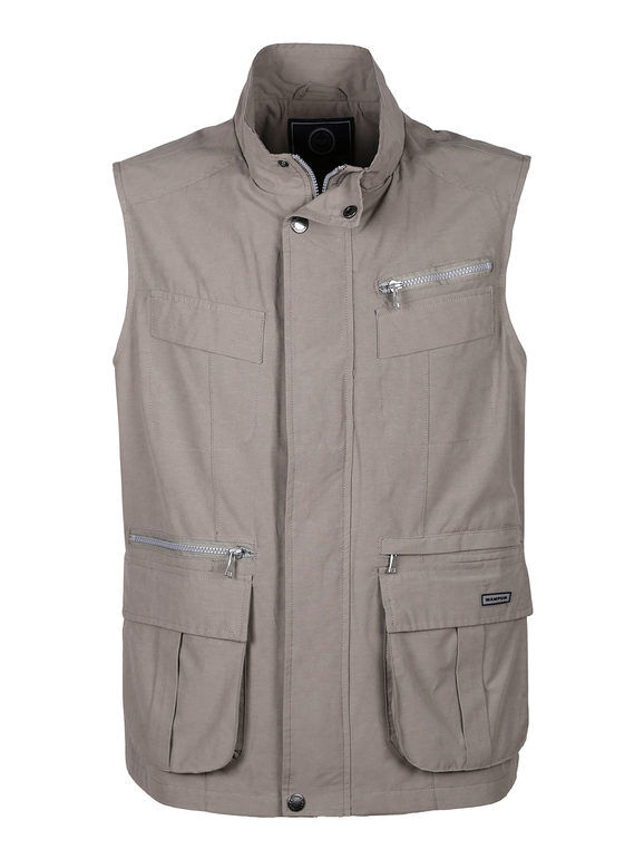 Wampum Gilet da uomo multitasche Smanicato uomo Beige taglia 3XL