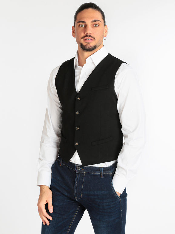 Ange Wear Gilet elegante da uomo Smanicato uomo Nero taglia S