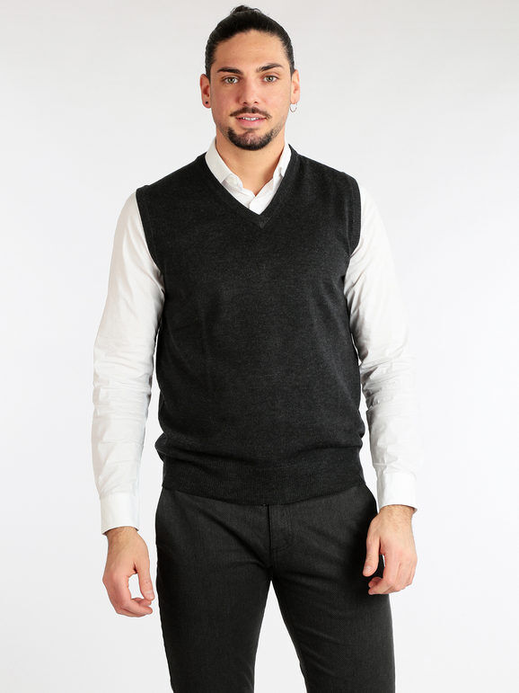 Occhi&Belli ; Gilet in maglia da uomo in misto cachemire Pullover uomo Nero taglia XXL