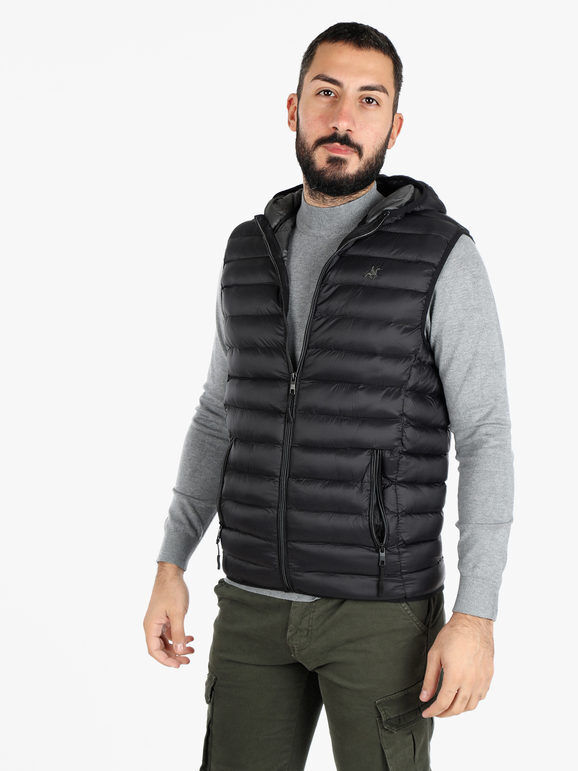 U.S. Grand Polo Gilet uomo imbottito con cappuccio Smanicato uomo Nero taglia XXL