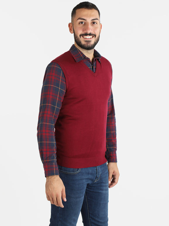 Baci & Abbracci Gilet uomo smanicato in maglia Cardigan uomo Rosso taglia XXL