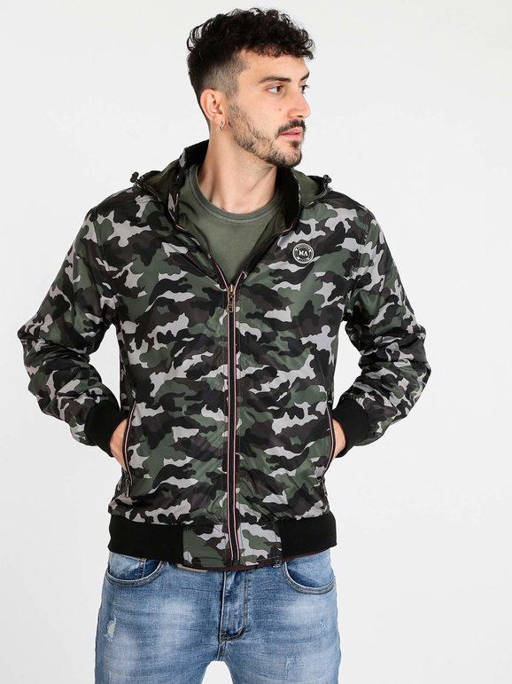 M. Angel Giubbino uomo militare doubleface Giacche Leggere uomo Verde taglia M