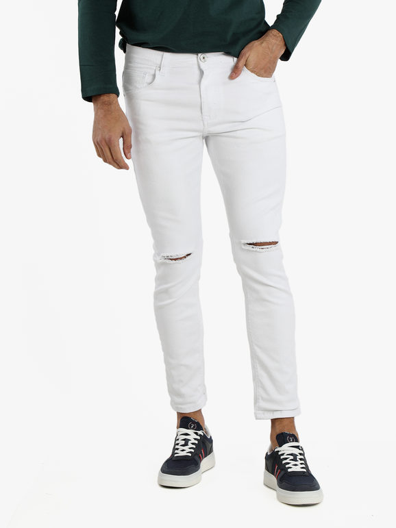 Max Tre Jeans slim fit uomo con strappi Jeans Slim fit uomo Bianco taglia 54