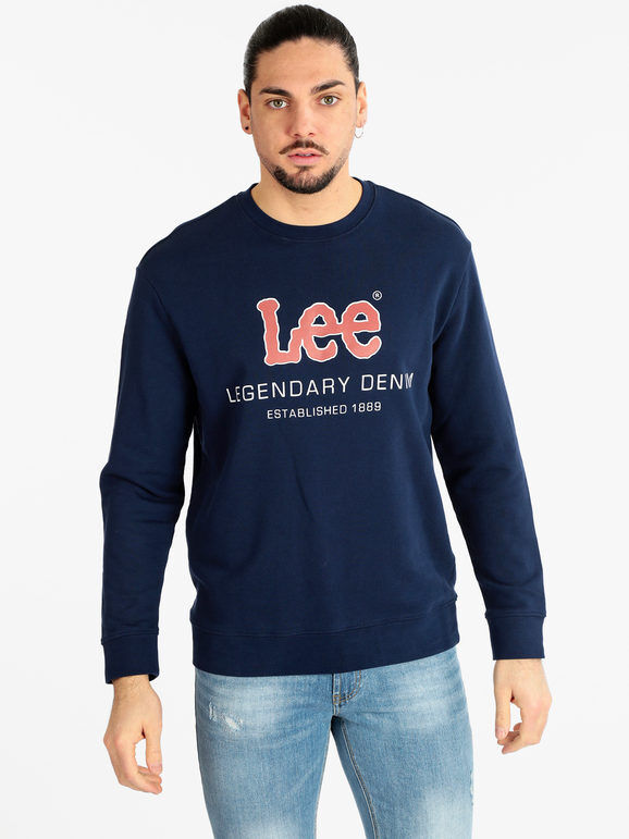 Lee Legendary denim crew Felpa da uomo con scritta Felpe Leggere uomo Blu taglia L