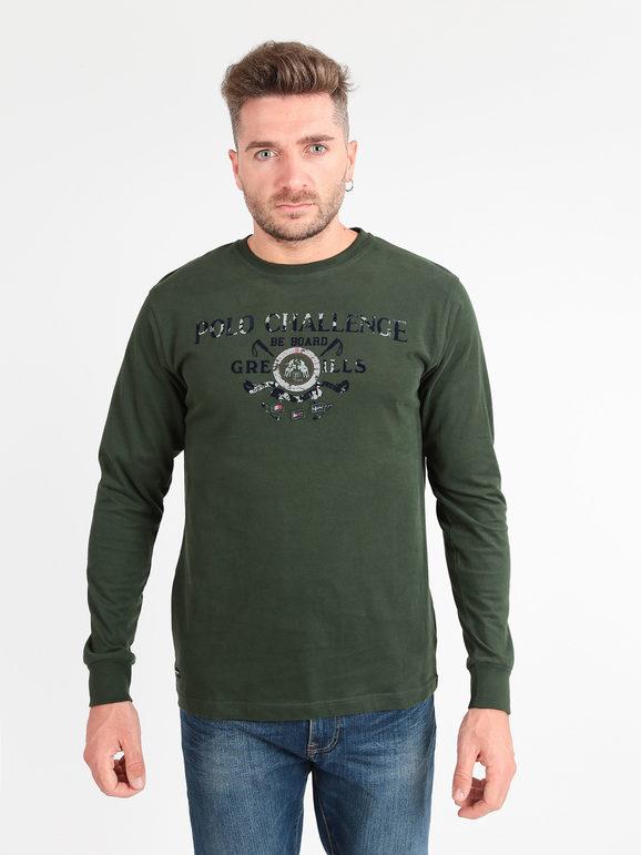 Be Board Maglia a maniche lunghe con stampa T-Shirt Manica Lunga uomo Verde taglia XXL