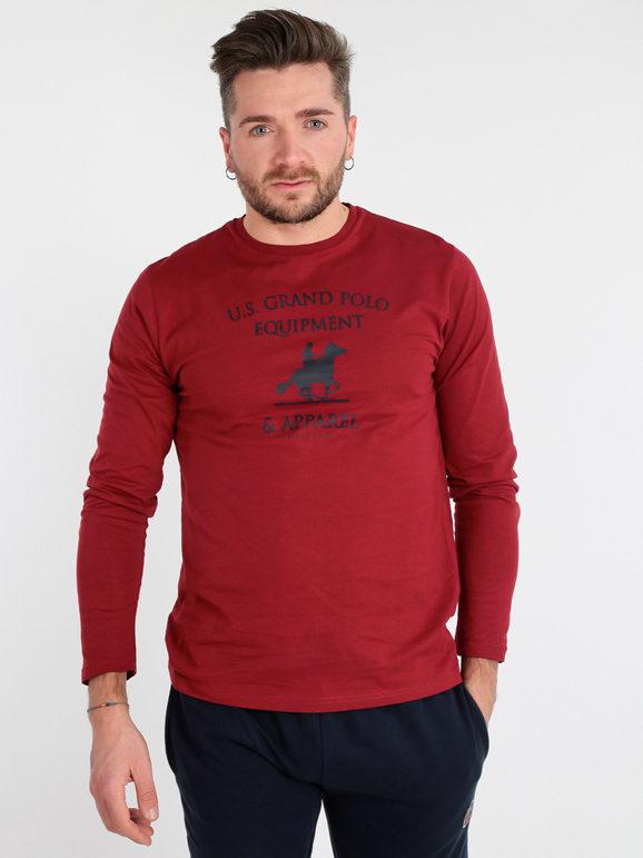 U.S. Grand Polo Maglietta da uomo a manica lunga T-Shirt Manica Lunga uomo Rosso taglia XXL
