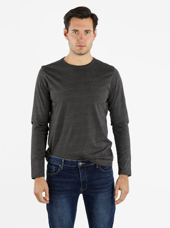 Gian Marco Venturi Maglietta girocollo da uomo a maniche lunghe T-Shirt Manica Lunga uomo Grigio taglia XL