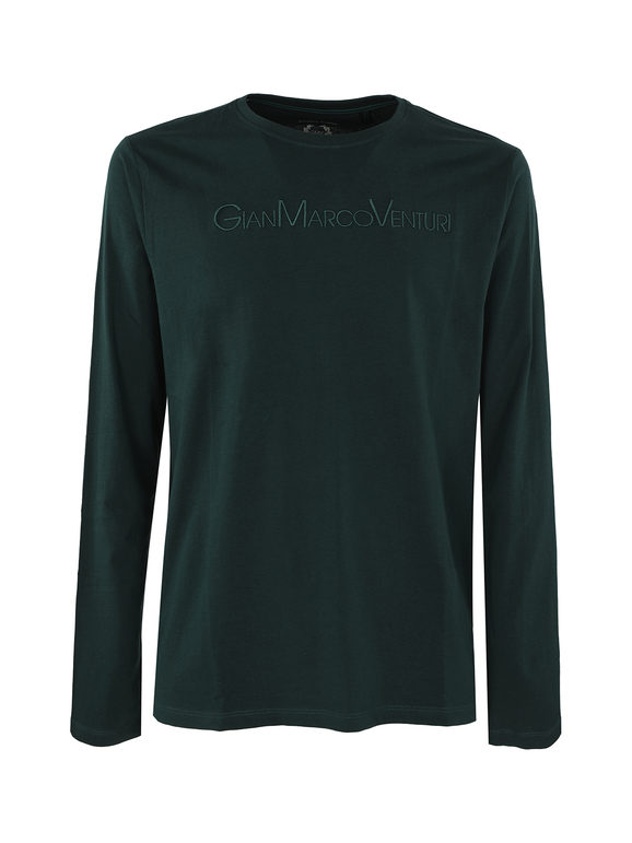 Gian Marco Venturi Maglietta girocollo da uomo in cotone T-Shirt Manica Lunga uomo Verde taglia M