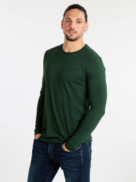 Gian Marco Venturi Maglietta girocollo da uomo T-Shirt Manica Lunga uomo Verde taglia XL