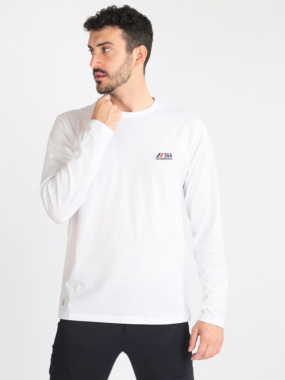 Baci & Abbracci Maglietta uomo in cotone T-Shirt Manica Lunga uomo Bianco taglia XL