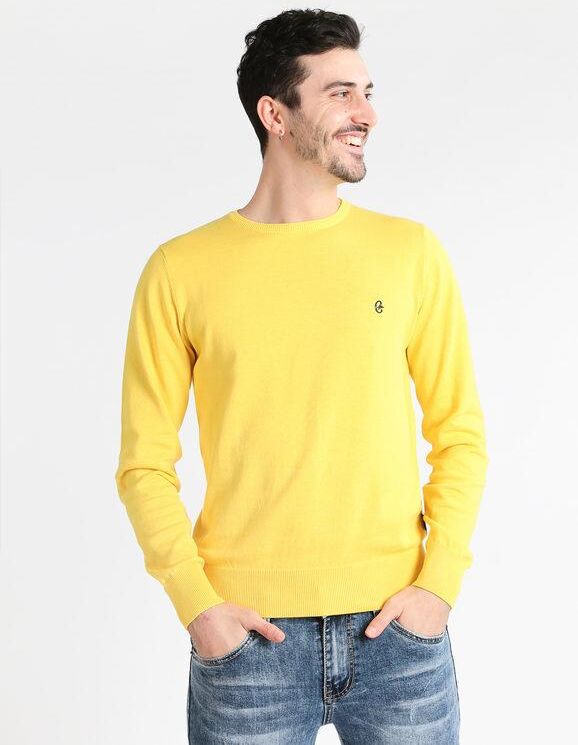 Coveri Maglioncino girocollo in cotone Maglioni uomo Giallo taglia XL