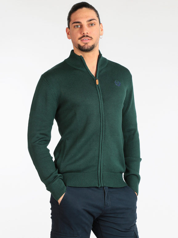 Gian Marco Venturi Maglione da uomo con zip Maglioni uomo Verde taglia XL