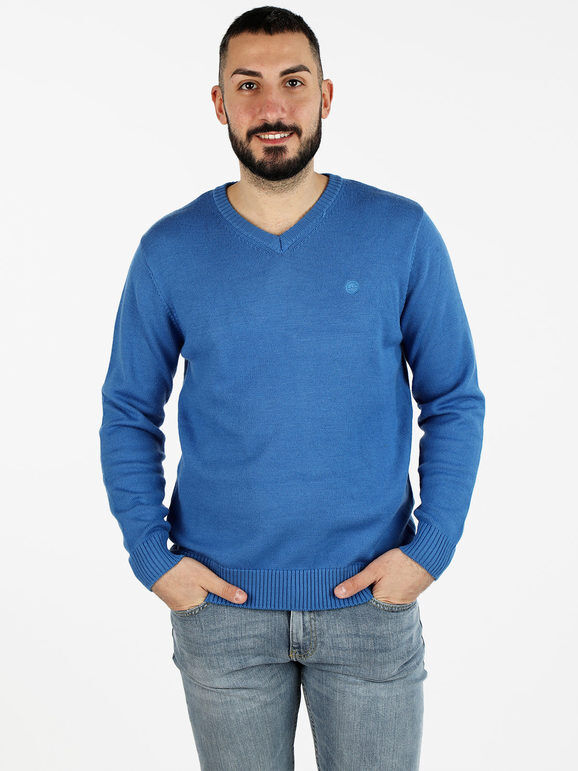 Navy Sail Maglione da uomo misto lana con scollo V Maglioni uomo Blu taglia XXL