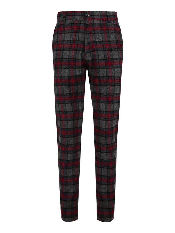 Andy Don B Pantalone uomo tartan in misto lana Pantaloni Casual uomo Rosso taglia 46