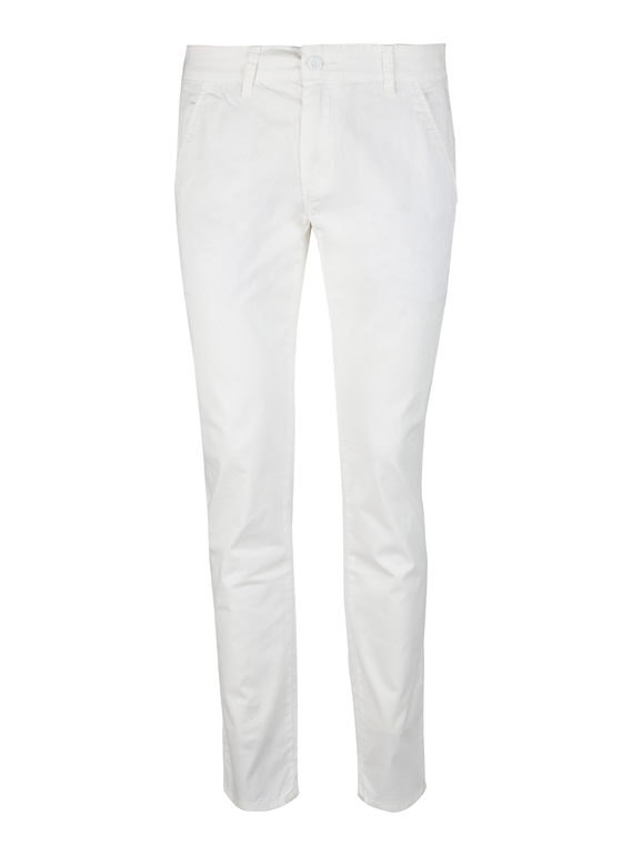 Leeyo Jeans Pantaloni bianchi da uomo in cotone Pantaloni Casual uomo Bianco taglia 44