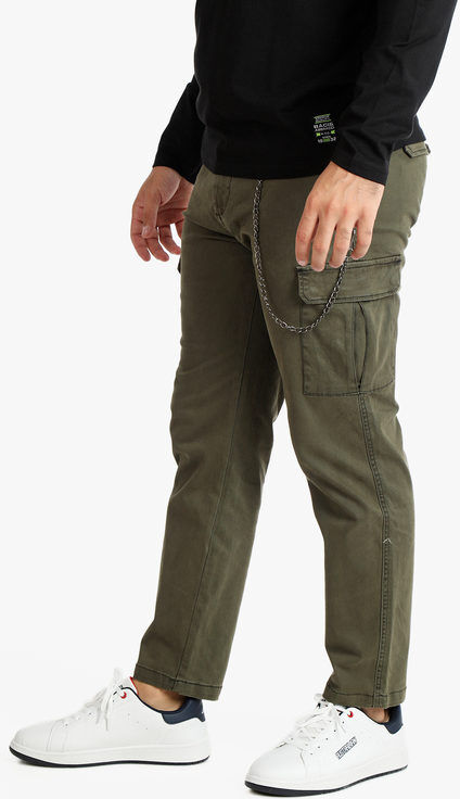 Frankie Malone Pantaloni cargo da uomo con catena Pantaloni Casual uomo Verde taglia 54