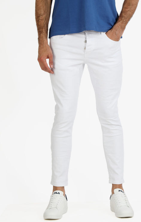 Adrexx Pantaloni da uomo con catena Pantaloni Casual uomo Bianco taglia 52