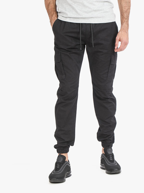 Johnny Looper Pantaloni da uomo con tasconi e coulisse Pantaloni Casual uomo Nero taglia 48