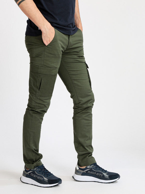 Baci & Abbracci Pantaloni da uomo slim con tasconi Pantaloni Casual uomo Verde taglia 54