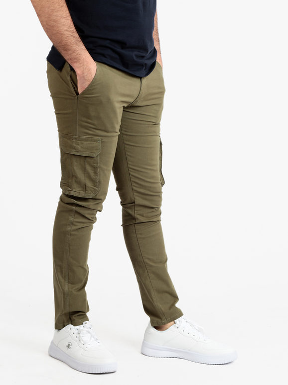 Coveri Pantaloni in cotone modello cargo da uomo Pantaloni Casual uomo Verde taglia 48