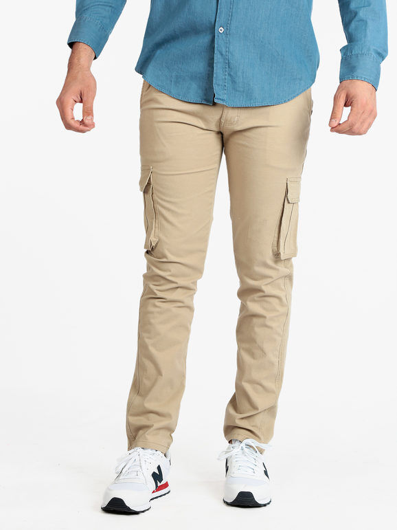 Coveri Pantaloni in cotone modello cargo da uomo Pantaloni Casual uomo Beige taglia 54