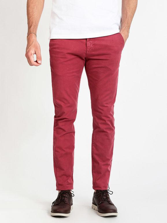 Baci & Abbracci Pantaloni in cotone slim fit Pantaloni Casual uomo Rosso taglia 48