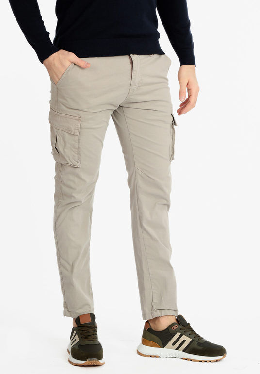 Tmk Pantaloni in cotone uomo con tasconi Pantaloni Casual uomo Beige taglia 52