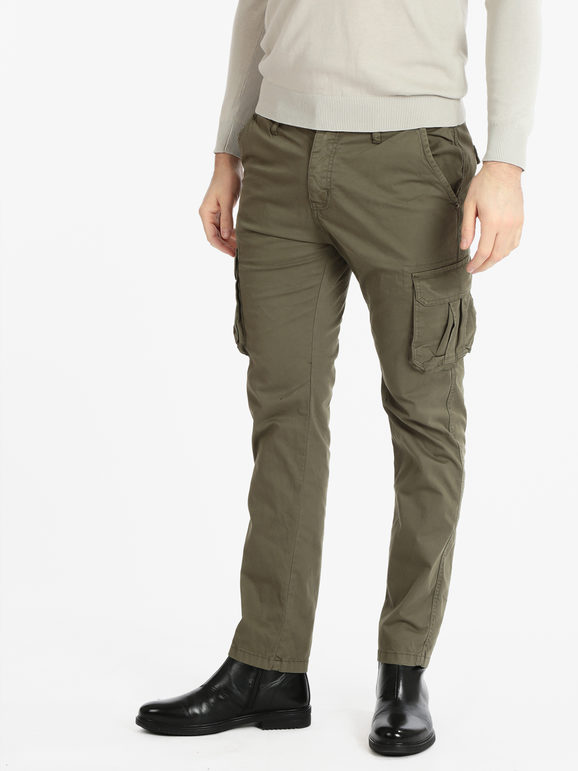 Tony Backer Pantaloni in cotone uomo con tasconi Pantaloni Casual uomo Verde taglia 54