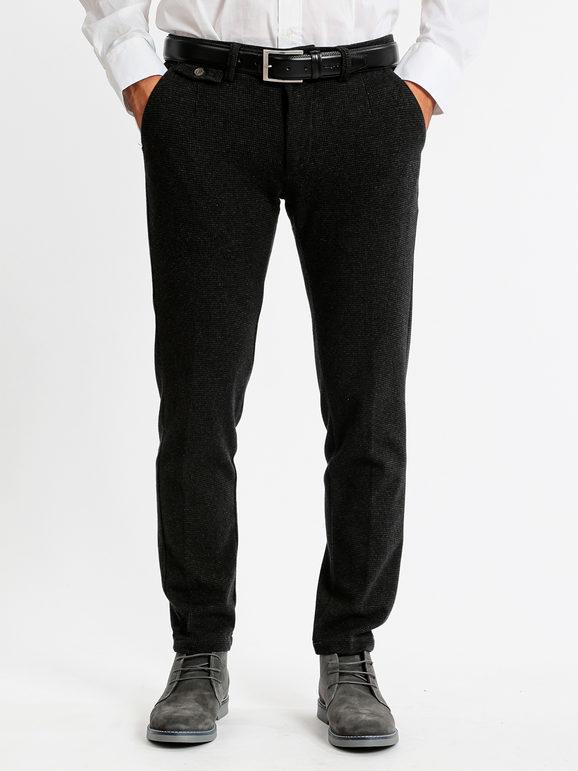 Frankie Malone Pantaloni slim fit a fantasia Pantaloni Casual uomo Nero taglia 48