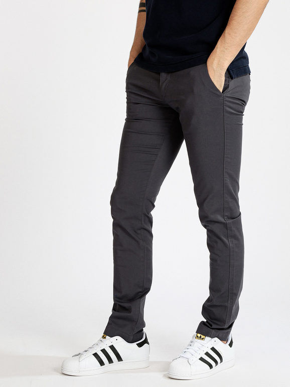 Baci & Abbracci Pantaloni slim fit da uomo in cotone Pantaloni Casual uomo Grigio taglia 54