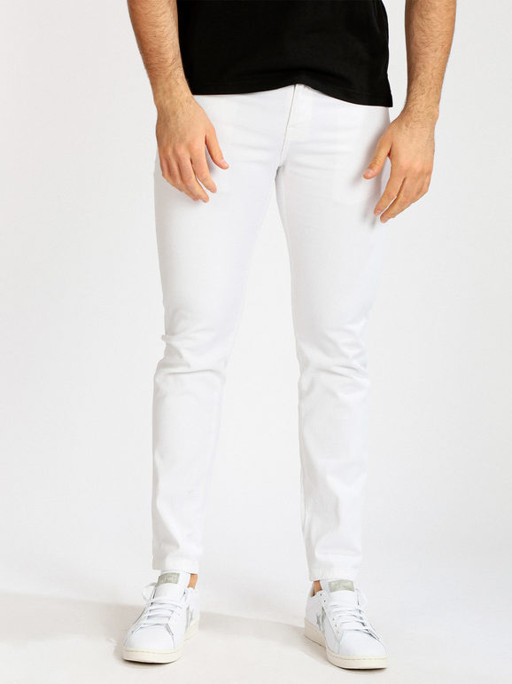 Johnny Looper Pantaloni slim fit uomo in cotone Pantaloni Casual uomo Bianco taglia 48