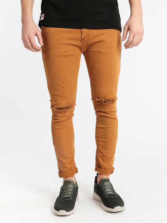 Max Tre Pantaloni strappati Pantaloni Casual uomo Giallo taglia 48