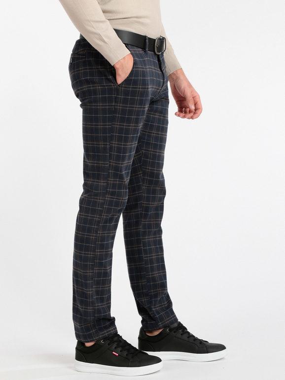 Guy Pantaloni uomo a quadri Pantaloni Casual uomo Blu taglia 44