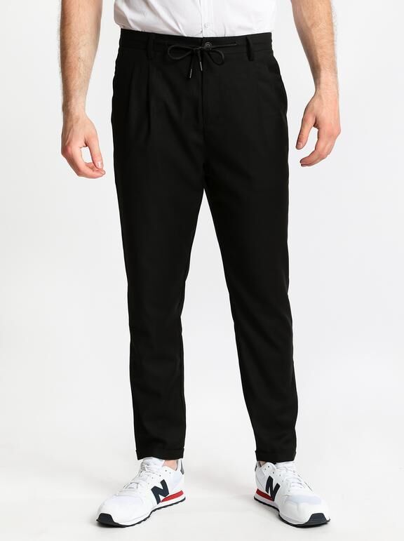 Enos Pantaloni uomo con risvolto e pinces Pantaloni Casual uomo Nero taglia 32