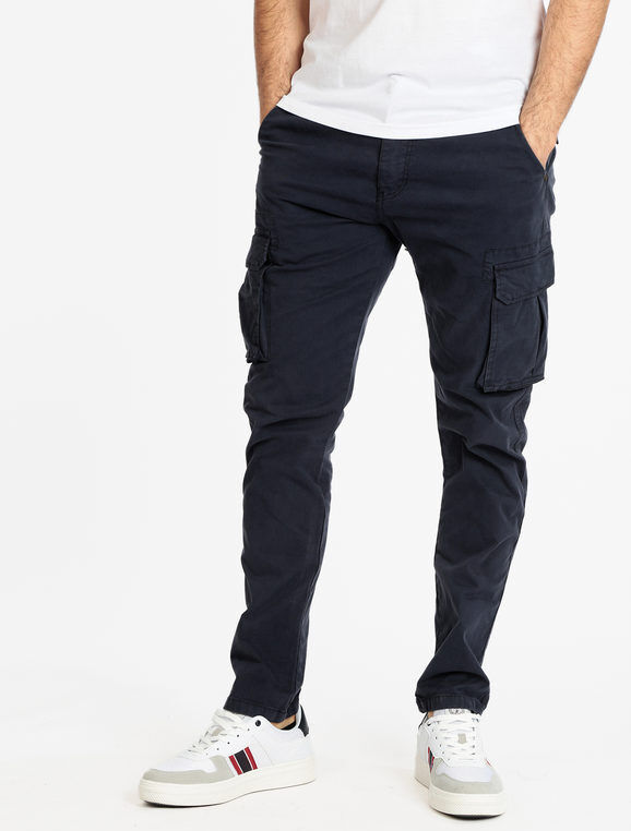 Palablu Pantaloni uomo in cotone con tasconi taglie forti Pantaloni Casual uomo Blu taglia 54