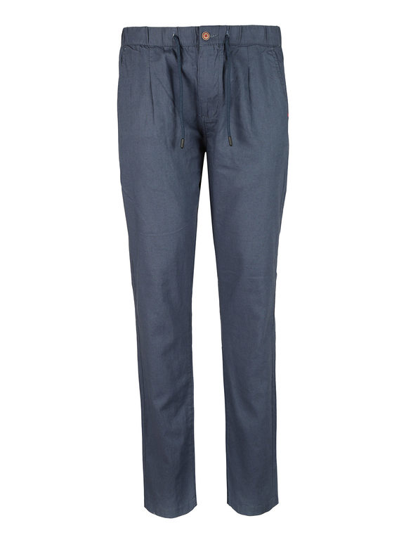 Guy Pantaloni uomo in misto lino Pantaloni Casual uomo Blu taglia XL