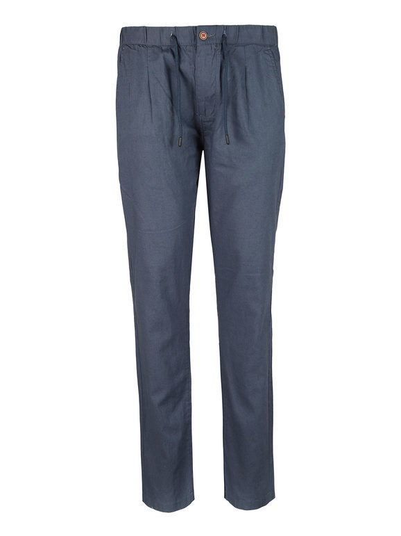 Guy Pantaloni uomo in misto lino Pantaloni Casual uomo Blu taglia M