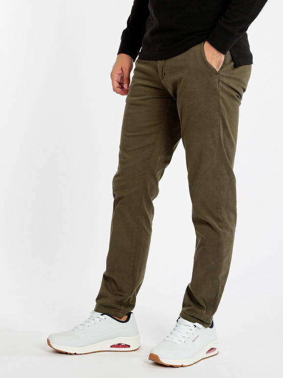 Frankie Malone Pantaloni uomo slim fit Pantaloni Casual uomo Verde taglia 50