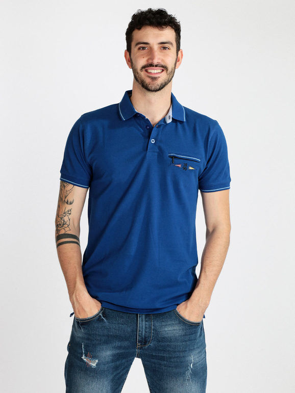 Be Board Polo da uomo a maniche corte con taschino Polo Manica Corta uomo Blu taglia XXL