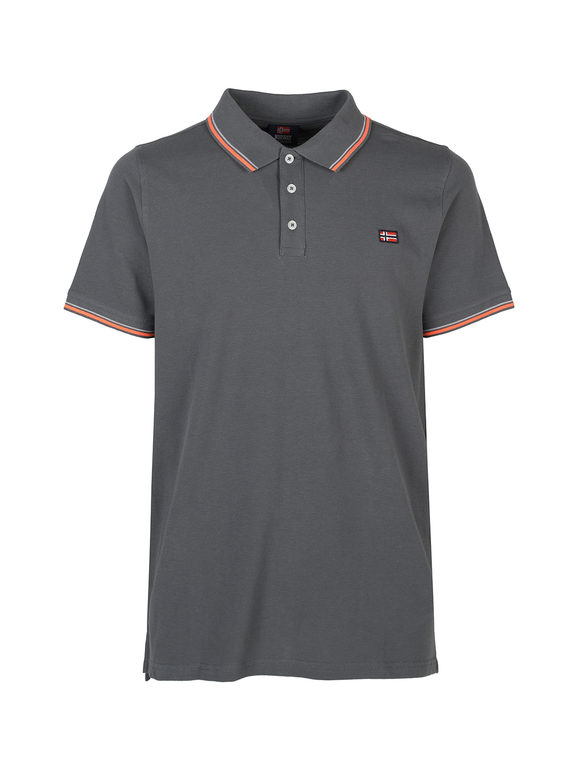 Norway Polo da uomo a maniche corte in cotone con profili colorati Polo Manica Corta uomo Grigio taglia XL