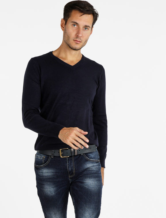 Cashtouch Pullover da uomo in tinta unita Pullover uomo Blu taglia L