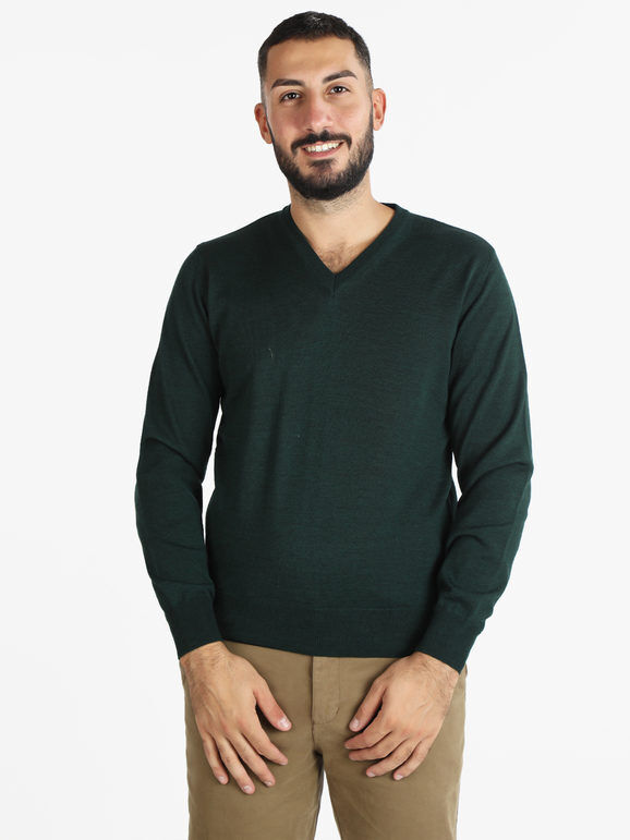 mv Pullover da uomo misto lana con scollo a V Pullover uomo Verde taglia XL