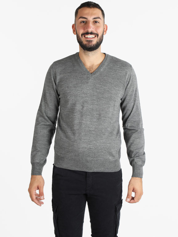 mv Pullover da uomo misto lana con scollo a V Pullover uomo Grigio taglia XXL