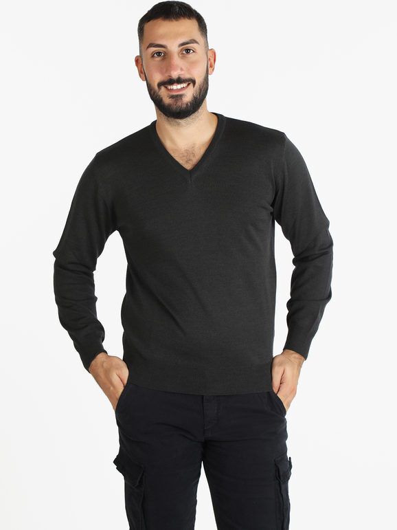 mv Pullover da uomo misto lana con scollo a V Pullover uomo Grigio taglia 3XL