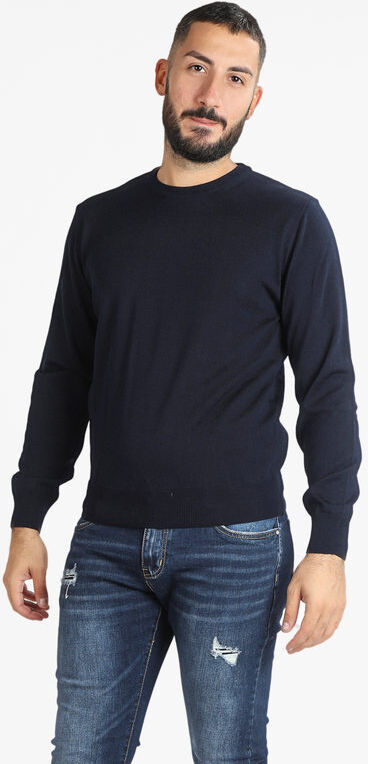 mv Pullover da uomo misto lana girocollo Pullover uomo Blu taglia M